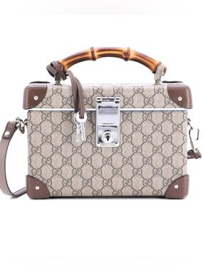 Gucci Brown GG Supreme Bamboo Handle Shoulder Bag